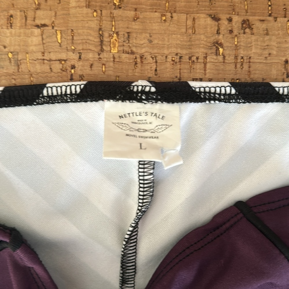 Nettle’s Tale black/white/purple bikini swimsuit - Picture 3 of 8